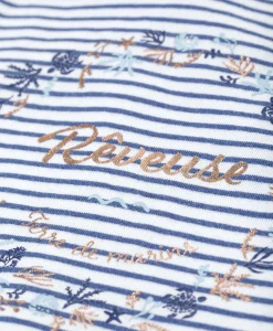 TUNIQUE + LEGGINGS FOND BLANC RAYE MARINE CHANCA
