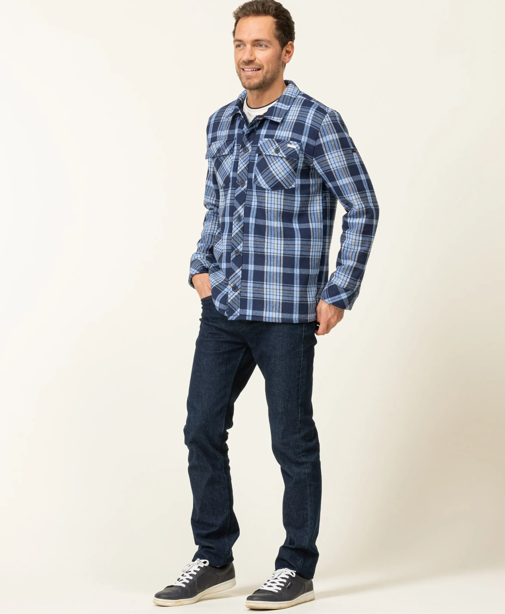 VESTE ML CARREAUX BLEU JARROT