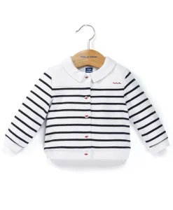 VESTE ML FOND BLANC RAYE INDIGO SARADI
