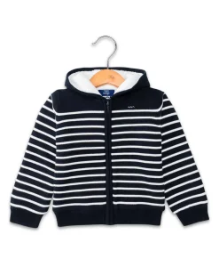 VESTE ML FOND INDIGO RAYE BLANC VRAYE