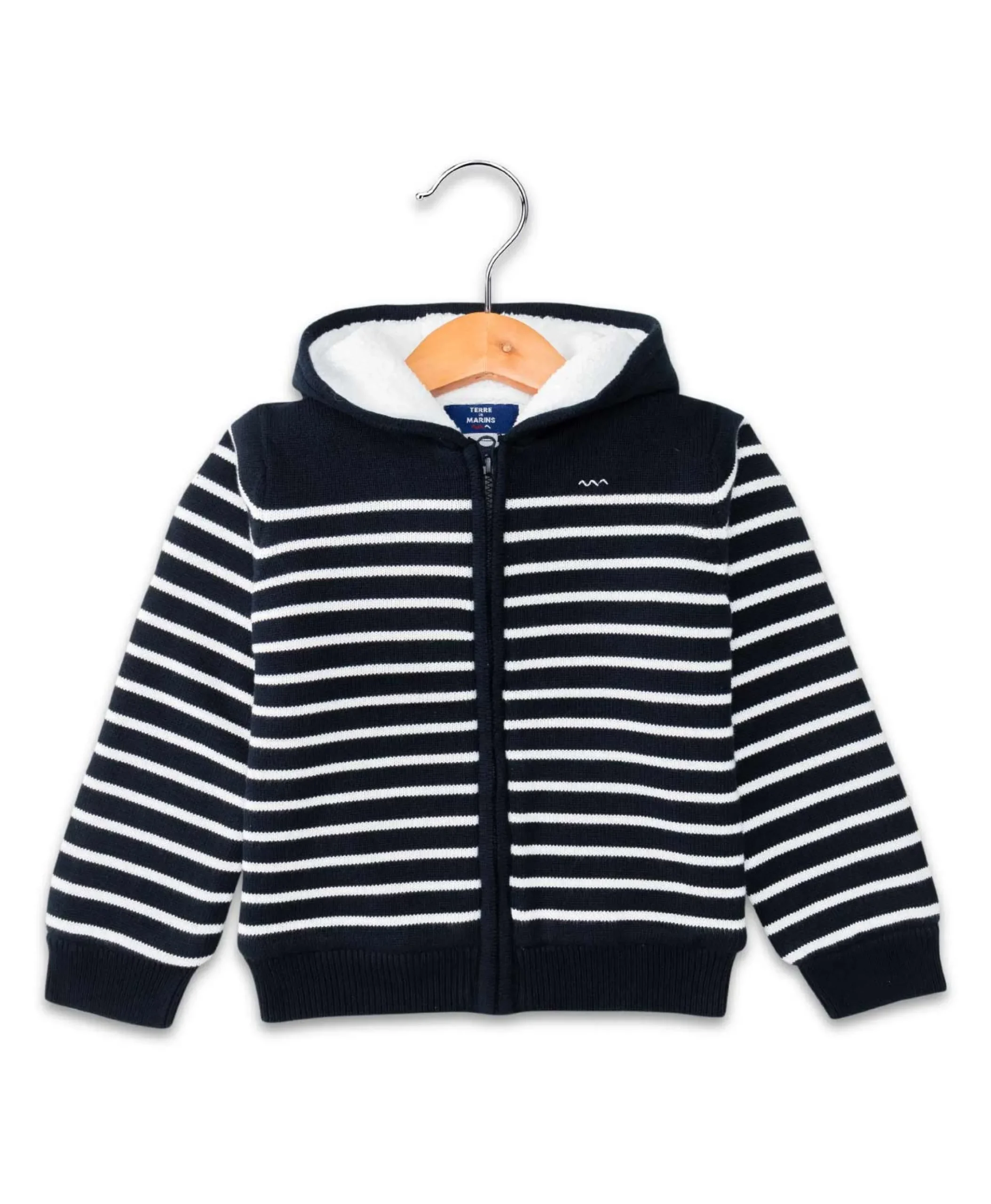 VESTE ML FOND INDIGO RAYE BLANC VRAYE