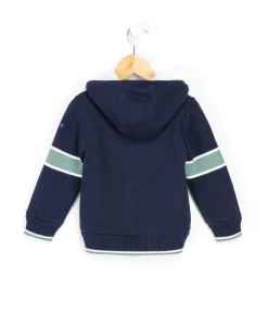 VESTE TRICOT DOUBLEE BLEU ENCRE BIDIDO