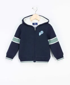 VESTE TRICOT DOUBLEE BLEU ENCRE BIDIDO